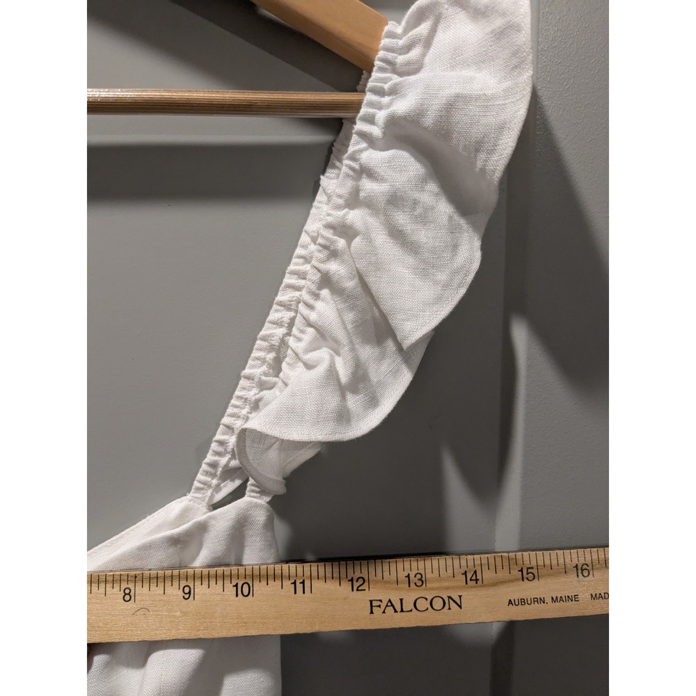 Reformation White Linen‎ Blend Ruffle Strap Bow Front Midi Dress Size 4 - Picture 10 of 12